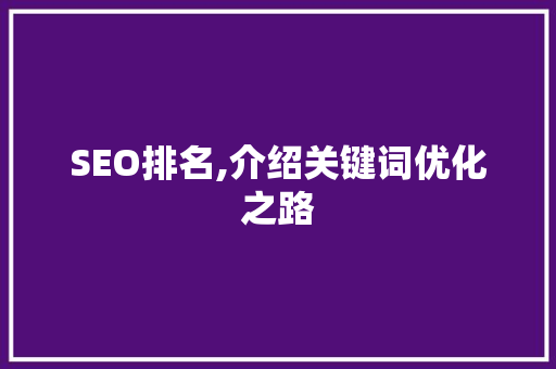 SEO排名,介绍关键词优化之路