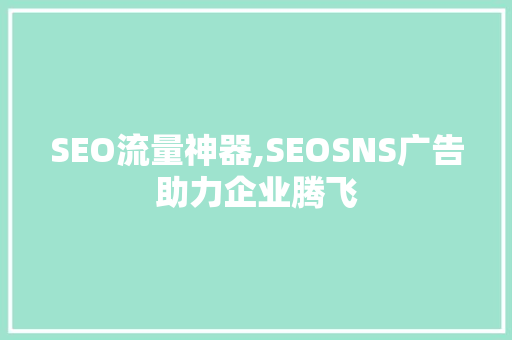 SEO流量神器,SEOSNS广告助力企业腾飞