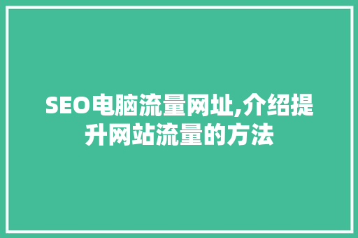 SEO电脑流量网址,介绍提升网站流量的方法  第1张
