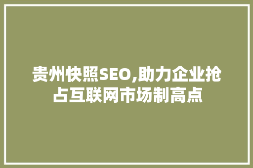 贵州快照SEO,助力企业抢占互联网市场制高点