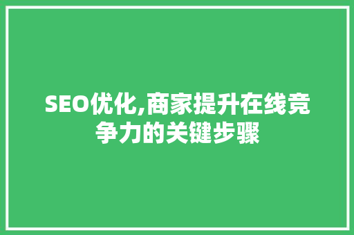 SEO优化,商家提升在线竞争力的关键步骤  第1张