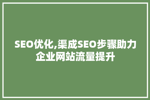 SEO优化,渠成SEO步骤助力企业网站流量提升