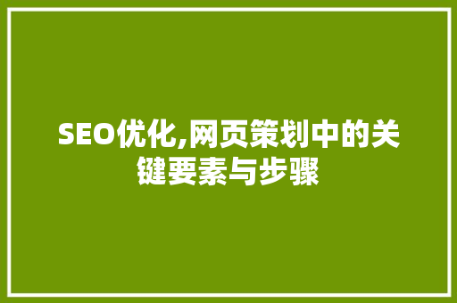 SEO优化,网页策划中的关键要素与步骤