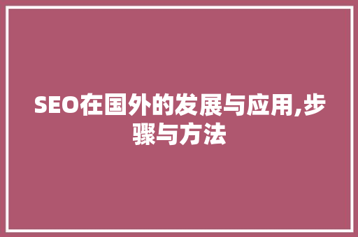 SEO在国外的发展与应用,步骤与方法
