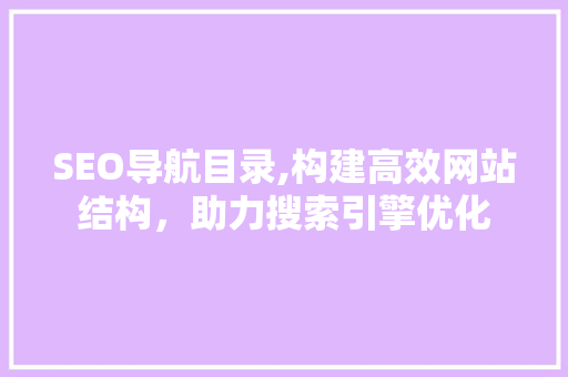 SEO导航目录,构建高效网站结构，助力搜索引擎优化