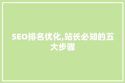 SEO排名优化,站长必知的五大步骤