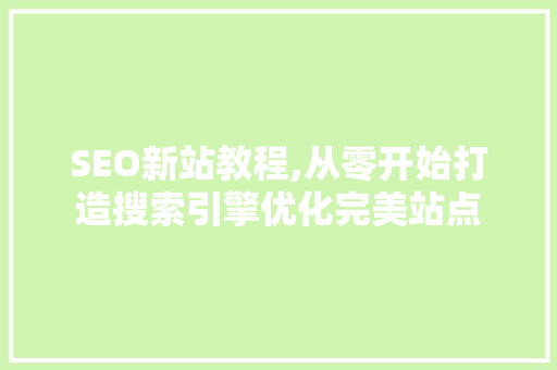 SEO新站教程,从零开始打造搜索引擎优化完美站点
