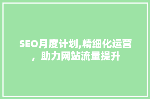 SEO月度计划,精细化运营，助力网站流量提升