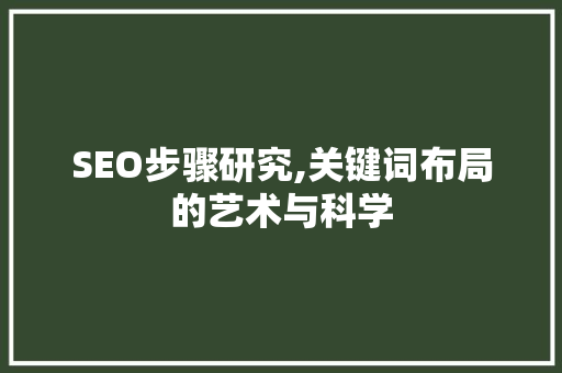 SEO步骤研究,关键词布局的艺术与科学