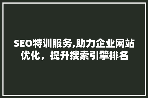 SEO特训服务,助力企业网站优化，提升搜索引擎排名