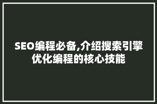 SEO编程必备,介绍搜索引擎优化编程的核心技能