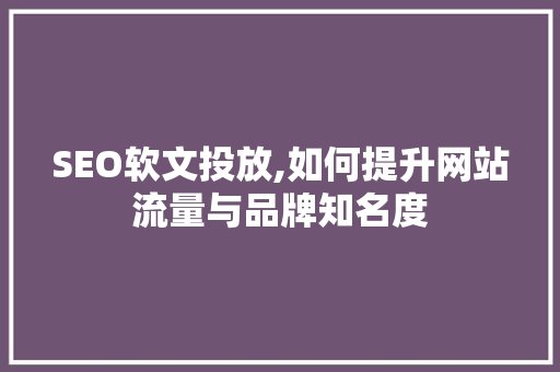 SEO软文投放,如何提升网站流量与品牌知名度