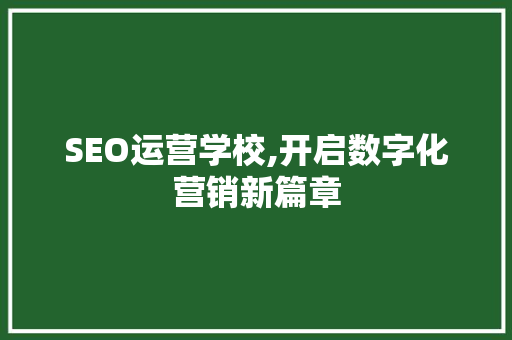 SEO运营学校,开启数字化营销新篇章  第1张