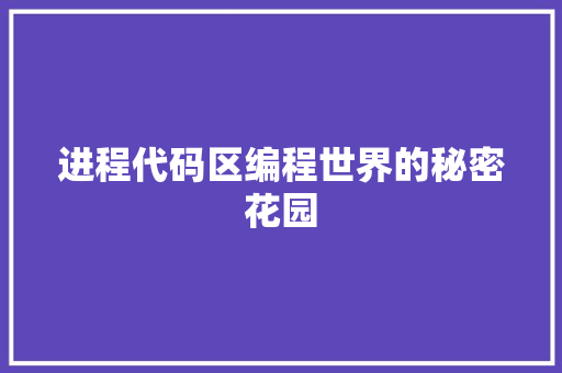 进程代码区编程世界的秘密花园