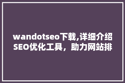 wandotseo下载,详细介绍SEO优化工具，助力网站排名提升