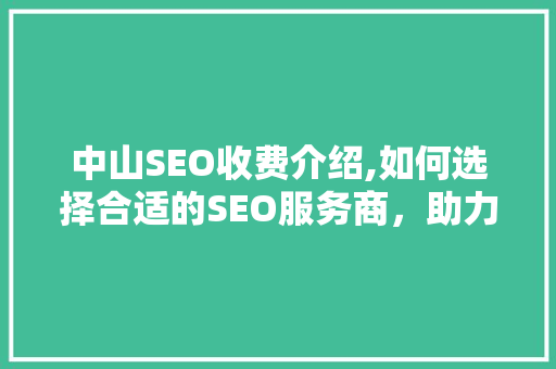 中山SEO收费介绍,如何选择合适的SEO服务商，助力企业网站优化