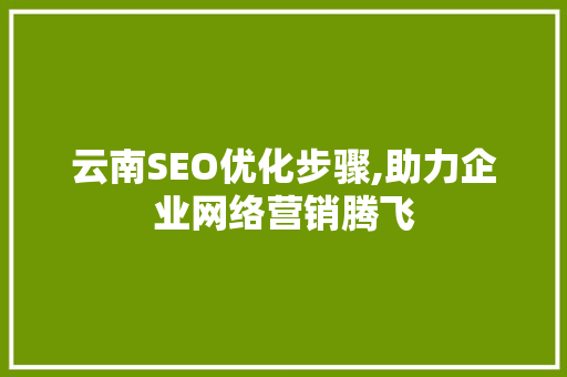 云南SEO优化步骤,助力企业网络营销腾飞