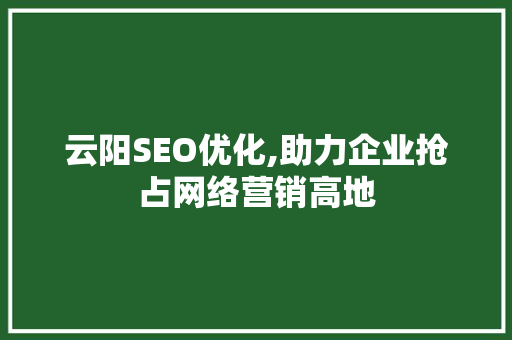 云阳SEO优化,助力企业抢占网络营销高地