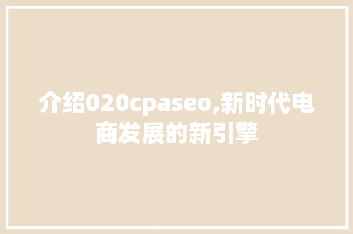 介绍020cpaseo,新时代电商发展的新引擎