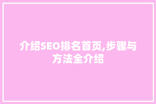 介绍SEO排名首页,步骤与方法全介绍