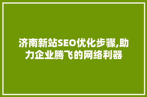 济南新站SEO优化步骤,助力企业腾飞的网络利器