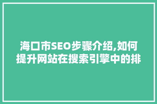 海口市SEO步骤介绍,如何提升网站在搜索引擎中的排名