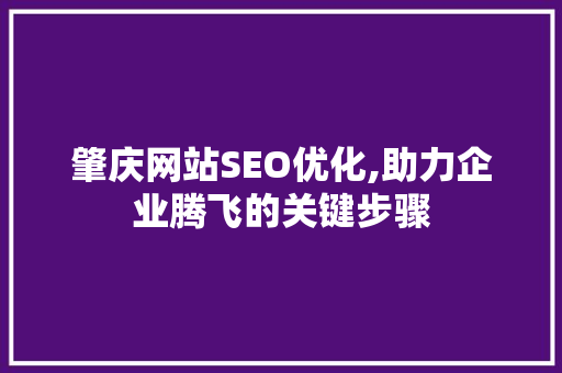 肇庆网站SEO优化,助力企业腾飞的关键步骤