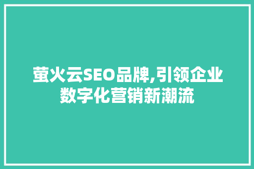 萤火云SEO品牌,引领企业数字化营销新潮流  第1张