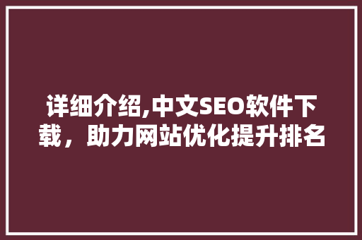 详细介绍,中文SEO软件下载，助力网站优化提升排名  第1张