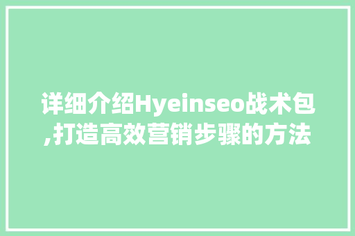 详细介绍Hyeinseo战术包,打造高效营销步骤的方法