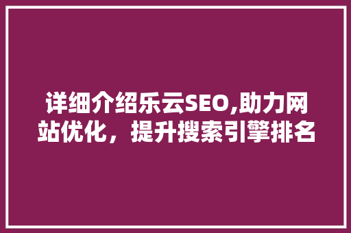 详细介绍乐云SEO,助力网站优化，提升搜索引擎排名