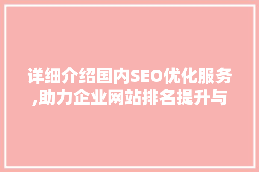 详细介绍国内SEO优化服务,助力企业网站排名提升与品牌曝光