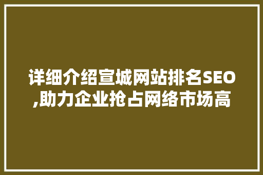 详细介绍宣城网站排名SEO,助力企业抢占网络市场高地