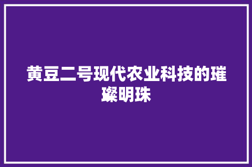 黄豆二号现代农业科技的璀璨明珠