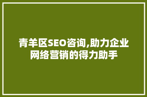 青羊区SEO咨询,助力企业网络营销的得力助手