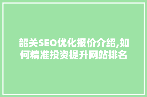 韶关SEO优化报价介绍,如何精准投资提升网站排名