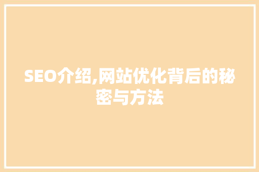 SEO介绍,网站优化背后的秘密与方法