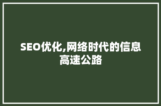 SEO优化,网络时代的信息高速公路