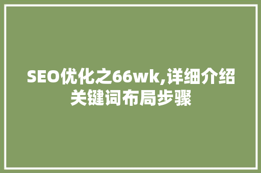 SEO优化之66wk,详细介绍关键词布局步骤  第1张