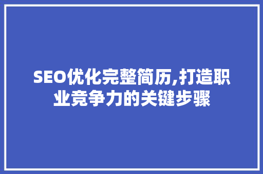 SEO优化完整简历,打造职业竞争力的关键步骤  第1张