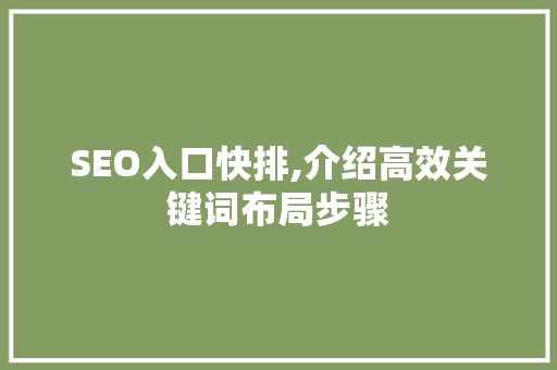 SEO入口快排,介绍高效关键词布局步骤