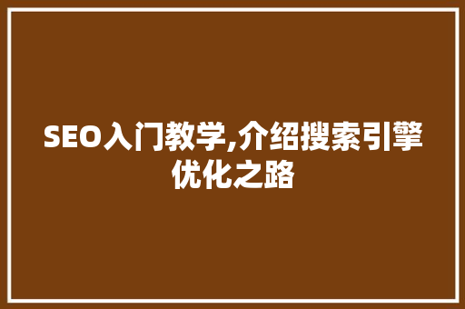SEO入门教学,介绍搜索引擎优化之路  第1张