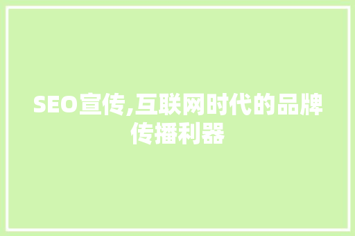 SEO宣传,互联网时代的品牌传播利器