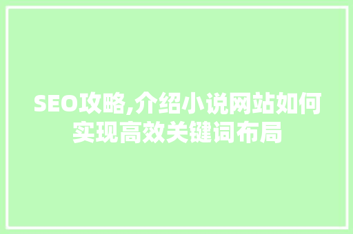SEO攻略,介绍小说网站如何实现高效关键词布局
