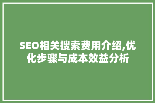 SEO相关搜索费用介绍,优化步骤与成本效益分析
