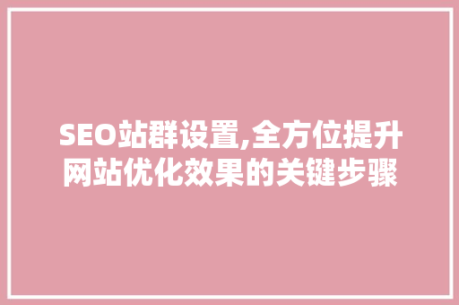 SEO站群设置,全方位提升网站优化效果的关键步骤