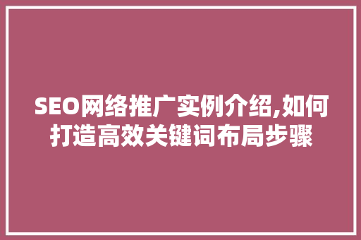 SEO网络推广实例介绍,如何打造高效关键词布局步骤