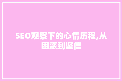 SEO观察下的心情历程,从困惑到坚信