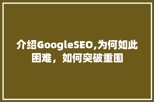 介绍GoogleSEO,为何如此困难，如何突破重围