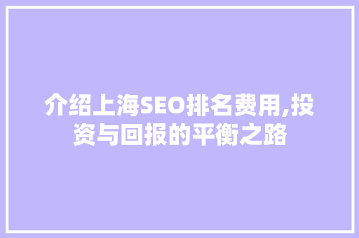 介绍上海SEO排名费用,投资与回报的平衡之路  第1张